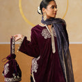 Wine Tahira Kurta Set