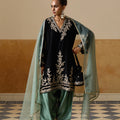 Black Raqs Kurta Set