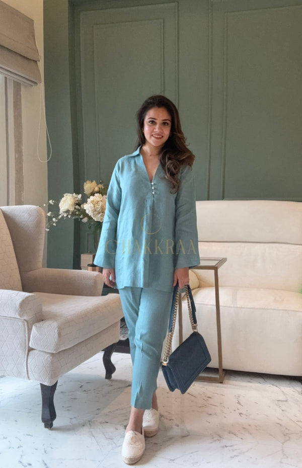 Blue Breeze Linen Co-ord Set