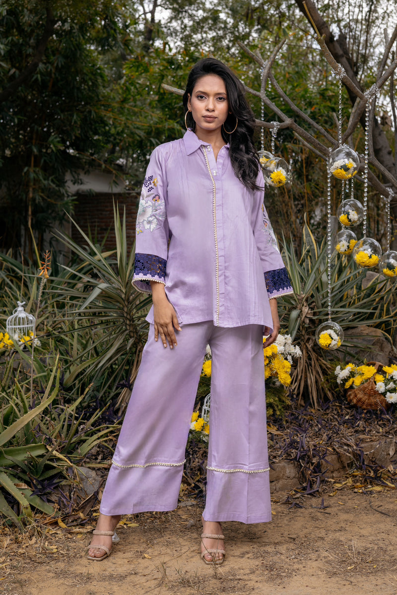 Lilac Embroidered Co-ord Set