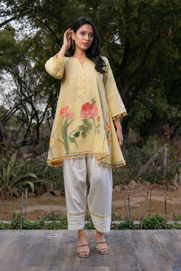 Dove Handpainted Kurta Set