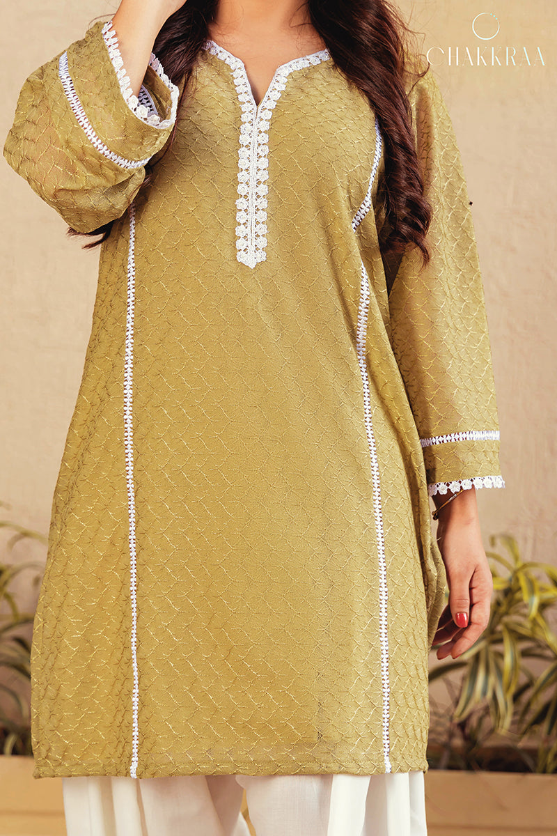 Olive Kurta Set With Harem Salwar