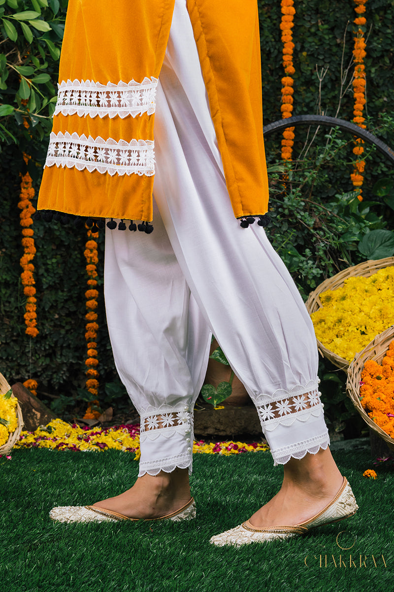 Jaipuri Design Cotton Hand Woven Girls Harem Pants - LITTLE INDIA - 317453