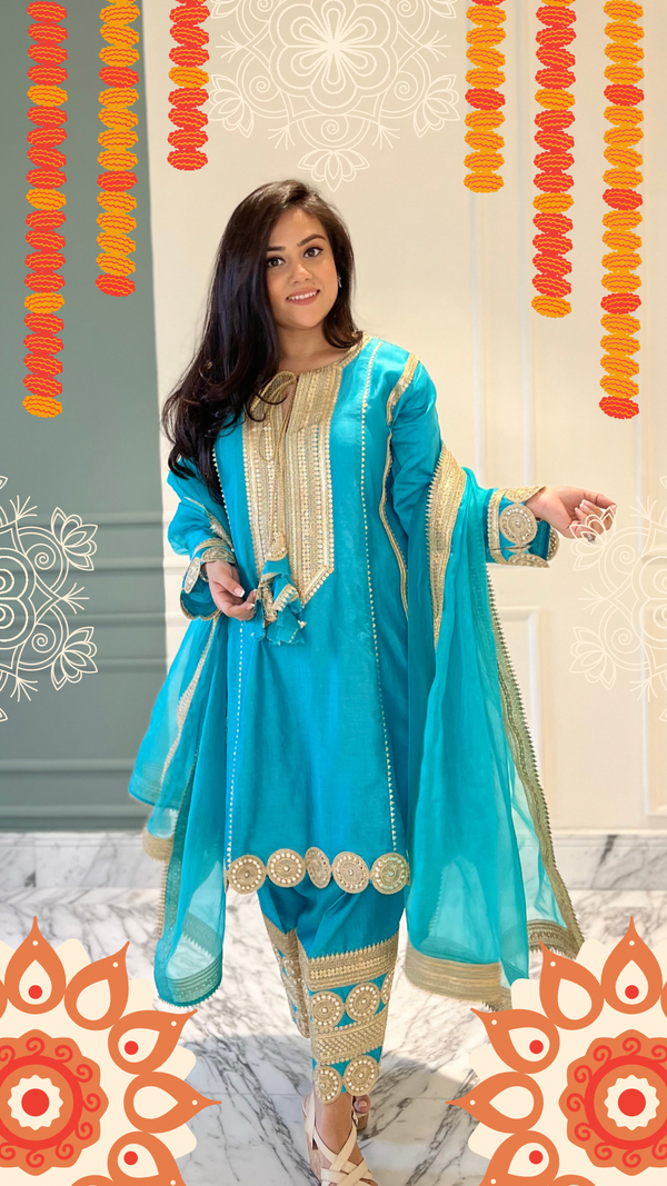 Turquoise Paakezah Kurta Set